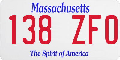 MA license plate 138ZF0