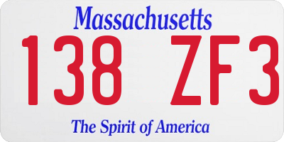 MA license plate 138ZF3