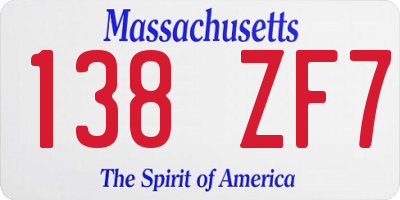 MA license plate 138ZF7