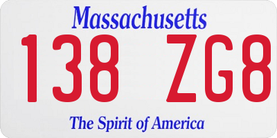 MA license plate 138ZG8
