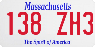 MA license plate 138ZH3