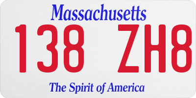 MA license plate 138ZH8