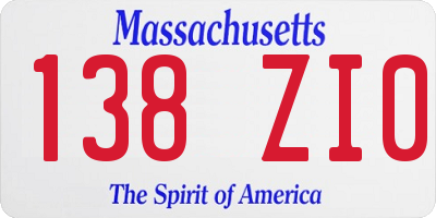 MA license plate 138ZI0