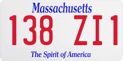 MA license plate 138ZI1