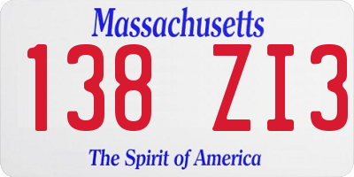 MA license plate 138ZI3
