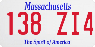 MA license plate 138ZI4