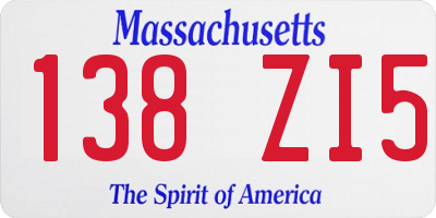 MA license plate 138ZI5