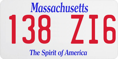 MA license plate 138ZI6
