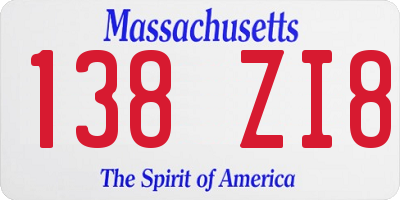 MA license plate 138ZI8