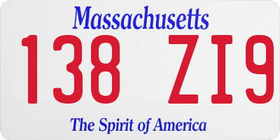 MA license plate 138ZI9