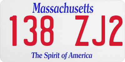 MA license plate 138ZJ2