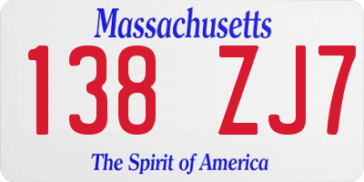 MA license plate 138ZJ7