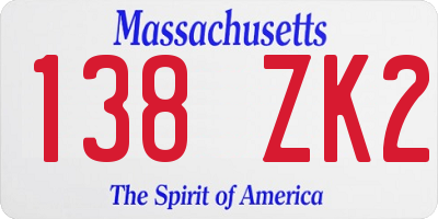 MA license plate 138ZK2