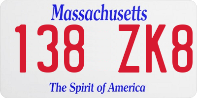MA license plate 138ZK8