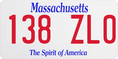 MA license plate 138ZL0
