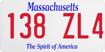 MA license plate 138ZL4