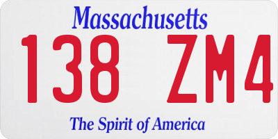 MA license plate 138ZM4