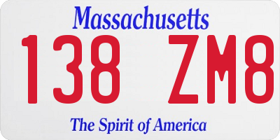 MA license plate 138ZM8
