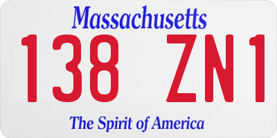 MA license plate 138ZN1