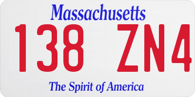 MA license plate 138ZN4