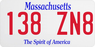 MA license plate 138ZN8
