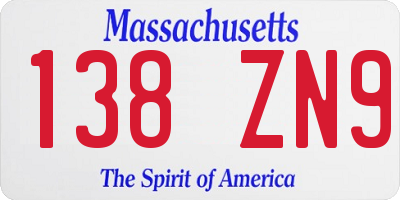 MA license plate 138ZN9