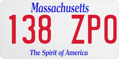 MA license plate 138ZP0