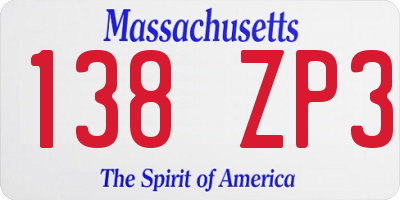 MA license plate 138ZP3
