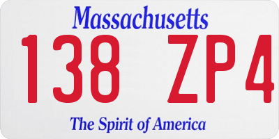 MA license plate 138ZP4