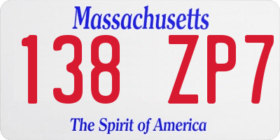 MA license plate 138ZP7