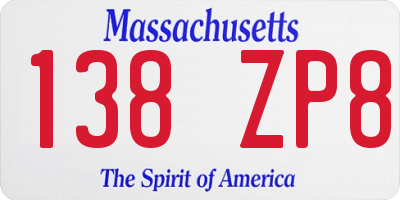 MA license plate 138ZP8