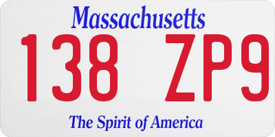 MA license plate 138ZP9