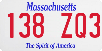 MA license plate 138ZQ3
