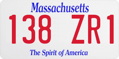 MA license plate 138ZR1
