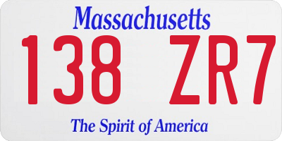 MA license plate 138ZR7