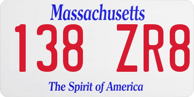 MA license plate 138ZR8
