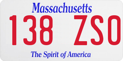 MA license plate 138ZS0