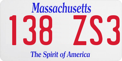 MA license plate 138ZS3