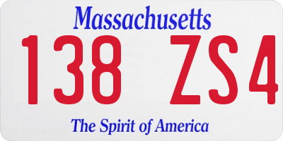 MA license plate 138ZS4