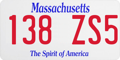 MA license plate 138ZS5