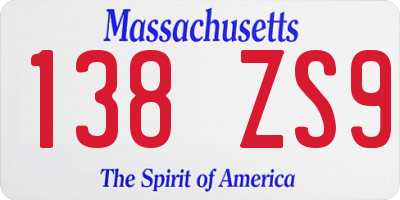 MA license plate 138ZS9