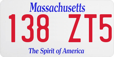 MA license plate 138ZT5