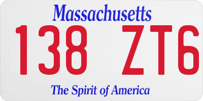 MA license plate 138ZT6