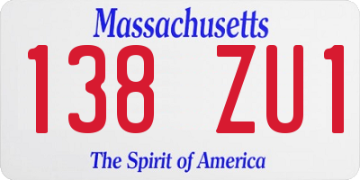 MA license plate 138ZU1