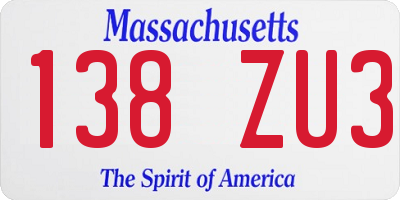 MA license plate 138ZU3