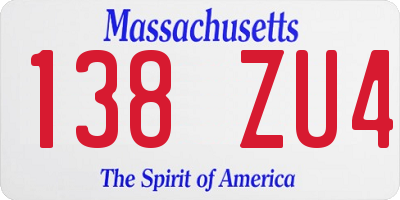 MA license plate 138ZU4
