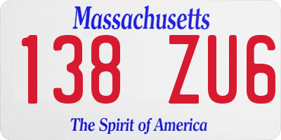 MA license plate 138ZU6