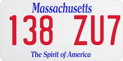 MA license plate 138ZU7