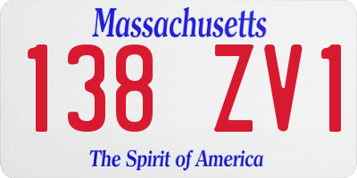 MA license plate 138ZV1