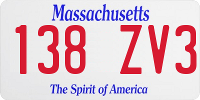 MA license plate 138ZV3